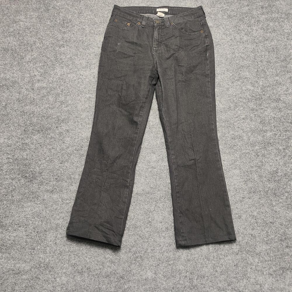 St. John's Bay Jeans Womens 6P Petite Charcoal Mid Rise Bootcut Stretch Denim